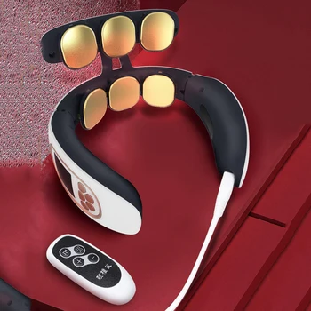 6 Vadovai Kaklo Massager USB Įkrovimo gimdos Kaklelio Massager Infraraudonųjų spindulių Šildymo Vibracijos Masažo Sveikatos Priežiūros Atsipalaiduoti Skausmo Masajeador