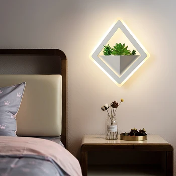 Šiaurės augalų sienos žibintai Kūrybos lovos, miegamojo sconce kambarį paprastas moderni praėjimo akrilo modernus Patalpų LED sienos lempos