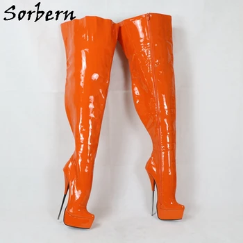 Sorbern Orange Baleto Batai Tarpkojo Aukštakulniais Fetišas Batai Adatos (Stiletai) Platforma Drag Queen Crossdresser Sunku Vaikščioti Užsakymą Batai