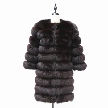 Natūralaus lapės kailio paltai originali storio karšta, žiema ilga striukė su outwear rankovės gali priimti užsakymą pagaminti