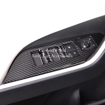 Automobilių Durų Porankiai Skydelio Dangtelį Interjero Lango Stiklo Pakėlimo Jungiklio Mygtuką, Slenkstukai Toyota RAV4 LHD 2019 2020 ABS Chrome Priedai