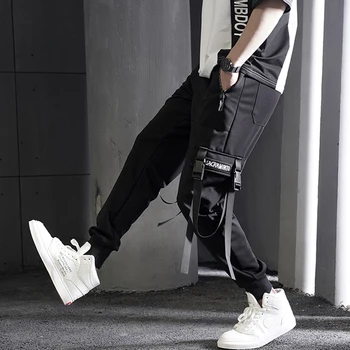 2020 Streetwear Vyrų Kelnės Multi Kišenės Krovinių Haremo Kelnės Hip-Hop Atsitiktinis Kelnės Juoda Poilsiu Harajuku Kulkšnies Ilgis Pants Mens