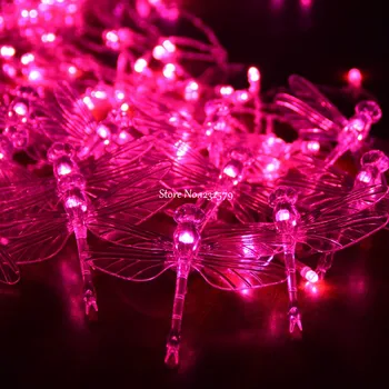 Spalvotų 3M 30 LED Pasakų String Žibintai su baterijomis, Dragonfly, Kalėdos, Kalėdos Šalis Vestuvių Girliandą Lauko, Patalpų Puošimas