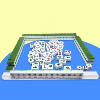 Nešiojamų Mini 144 Plytelės Majiang Nustatyti Stalo Žaidimas Mah-jong Kelionės Kelionės stalo Žaidimas, Patalpų Pramogos Su U-formos Valdovas