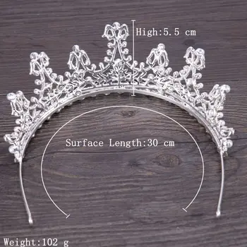 Perlų Vainikėliu Vestuvių Karalienė Pearl Tiara & Crowns Kalnų Krištolas Vestuvių Nuotakos Šukuosena, Plaukų Papuošalai Lankelis