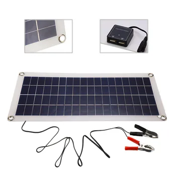 100W 18V Portable Solar Panel Dual USB Power Bank Su 30A PWM Valdiklio Krokodilas Įrašus Automobilinis Įkroviklis Saulės elementai