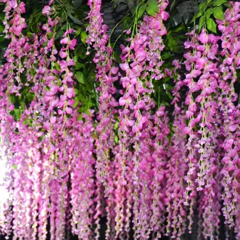 12 vienetų Dirbtinis vestuvių dekoravimas netikrą gėlių wisteria gėlių violetinė balta filialo projekto 