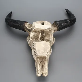 Derva Longhorn Karvės Kaukolė Galva Sienos Kabo Dekoro 3D Laukinių Gyvūnų Skulptūros Figūrėlės Amatų Ragai Namų Helovinas Dekoro Dovana