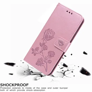 Prabangus Odinis Flip Book Atveju, Motorola Moto E5 Plius E5 Žaisti Rožių Gėlių Piniginės Stovėti Atveju Telefono Dangtelį Maišelį Coque