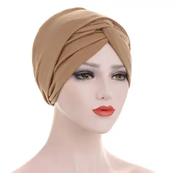 Vientisos spalvos arabų apvyniokite galvą vidinis hijabs musulmonų šukuosena hijab underscarf kepurės kaktos kryžiaus nešioti turbaną variklio dangčio