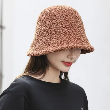 2020 Naujos Skrybėlės Moterims Rudens Žiemos Kibirą Skrybėlės Ėriukų Pliušinis Minkštas Šiltas Žvejys Panamos Skrybėlė Atsitiktinis Kepurės Lady Butas korėjos Stiliaus