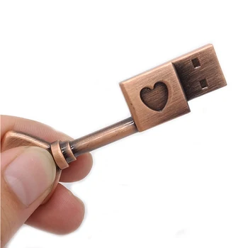 USB flash drive 64gb 32gb 16gb 8gb 4gb memory stick metalinis tušinukas ratai širdies klavišą u disko kūrybos dovana, usb pendrive