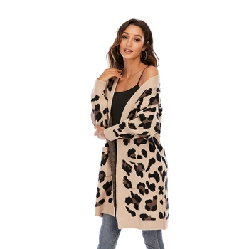 CGYY Leopard Cardigan Megzti Vyriški ilgomis Rankovėmis Pavasarį, Rudenį Megztiniai Mados 2020 Paltas moterims Lady Outwear Paltai
