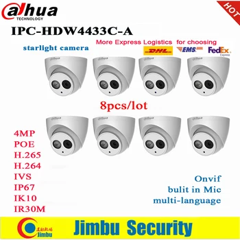 Dahua IP Kamera su PoE 4MP IPC-HDW4433C-A 8pcs/daug Žvaigždžių Built in Mic IR30m IP67 Tinklo CCTV Kameros Pakeisti IPC-HDW4431C-A