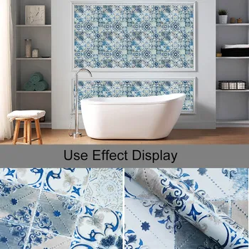 Mėlyna mozaikos modelis tapetai, Virtuvė, Vonios kambarys Vandeniui Siena Lipdukas Namų Dekoro Nuimamas Vinilo, PVC Lipni Tapetai