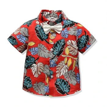 2020 metų Vasaros Vaikų Berniukų Drabužiai Džentelmenas Lankas Kostiumas Lapų Spausdinimo marškinėliai Kieto Spalvų Šortai 2 VNT. Rinkinys, Skirtas 2-6 Metų Vaikams