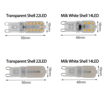 5vnt/daug Pritemdomi G9 LED Lempos, Mini LED Lemputė AC 110V/220V SMD2835 Dėmesio Liustra Aukštos Kokybės Apšvietimas Pakeisti Halogeninės Lempos