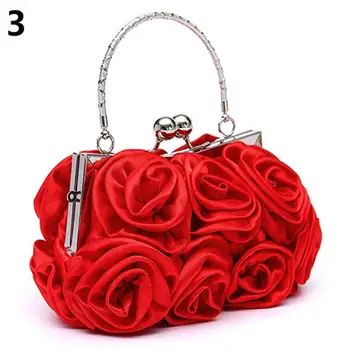 Mados Moterų Rožių Gėlių vientisos spalvos rankinė Atsitiktinis Vakarą, Šaliai, Rankinės, Vestuvių Prabanga Moterų Krepšys
