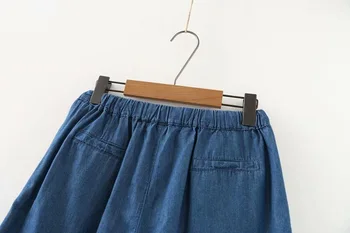 Naujas 2021 Korėja vasaros stiliaus plius dydis džinsai, šortai moterims didelių palaidų mėlynos medvilnės kišenės, diržas, džinsai, šortai 3XL 4XL 5XL 6XL