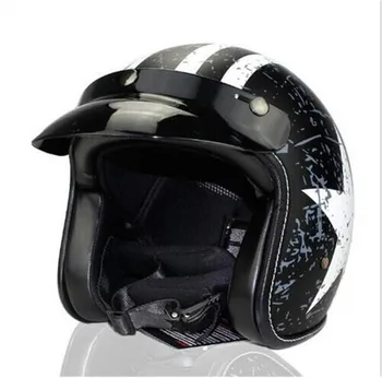 2018 Motociklo šalmas jet Derliaus šalmas Atidaryti veido šviesą 3/4 pusė šalmas casco moto capacete Retro Motokroso Motociklas, M, L, XL