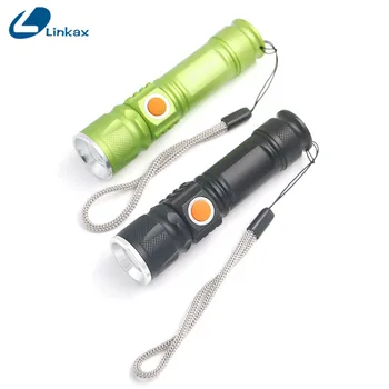 Nešiojamų XML T6 LED USB Mini Žibintuvėlis 2-in-1 prožektorius žibintuvėlis įkraunamas 18650 įmontuota baterija vandeniui žibintuvėlis šviesos