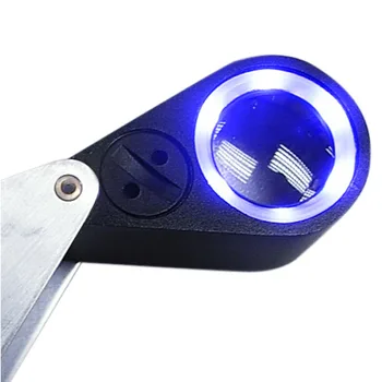 10x Didinimas Papuošalai Loupe su UV Žaibo 21mm Optinio Stiklo Objektyvas 6 Balti LED Šviesos
