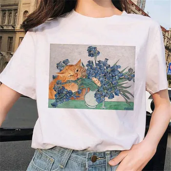 2020 Harajuku Spausdinti Marškinėliai Moterims Derliaus Grafinis Tees Korėjos Streetwear Estetinės T-Shirt Plius Dydis Vasaros Marškinėliai, Femme