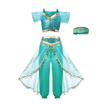 Aladdin Kostiumai Vaikams Arabijos Princesė Suknelė Mergina Povas Spausdinimo Kutas Raukiniai Indijos Šokio spektaklis Komplektai