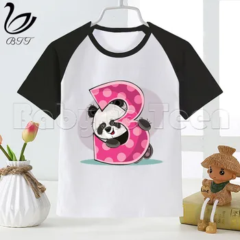 Gimtadienis Panda Numeriai 1-9 Marškinėliai Animacinių Filmų Print T-Shirt Dizaineris Vaikams, Vaikams, Sportinius Marškinėlius, Trumpas Rankovėmis Vaikų Drabužiai