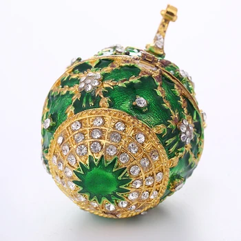Crystal Green Velykų Faberge Kiaušinis Rusijos Royal Papuošalų Dėžutė Atveju