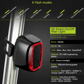 X6 MTB Dviračio Galinis Žibintas USB Vandeniui Dviračio Žibintas Įkraunamas Uodegos Šviesos Kalnų Dviračių užpakalinis žibintas LED Įspėjamieji Žibintai Saugos
