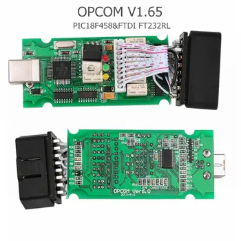 Aukštos kokybės OPCOM V1.65 Opel už PIC18F458 & FTDI FT232RL Mikroschema DN Opcom CAN MAGISTRALĖS Sąsaja OP COM Parama, Tik anglų kalba
