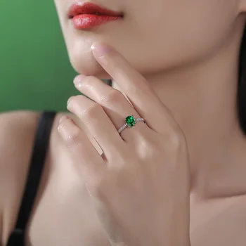 Jellystory prabangus žiedas realių s925 sterling silver 5*7mm 1ct ovalo formos, smaragdas brangakmenio fine jewelry moterų vestuvės vestuvinis