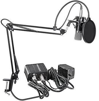 Neewer NW-700 Kondensatoriaus Mikrofonas ir NW-35 Pakabos Bumas Žirkliniai Svirtimi, Built-in XLR Laido ir Tvirtinimo Gnybtas & Pop Filtras