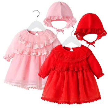 Kūdikių rudens dress kūdikių mergaičių siuvinėjimo princesė krikštynos krikšto suknelė suknelė šalis vestuvių drabužius 0-12 mėnesių komplektai
