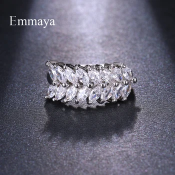 Emmaya Išradingai Modelis Symmertrical Kubinis Cirkonis Žiedas Skirta Moterims Ir Mergaitėms Elegantiška Apdaila Mados Šalis