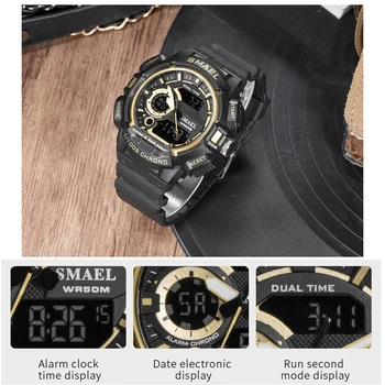 SMAEL Naujos Mados, Vyrai Sporto Laikrodžiai Vyrams Kvarcinis Analoginis LED Skaitmeninis Laikrodis Vyras Karinės Vandeniui Žiūrėti Laikrodis Relogio Masculino