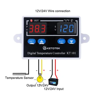 KT101 12V 24V 220V Skaitmeninis Temperatūros Reguliatorius C/F Termostatas Thermoregulator Šildymo, Vėsinimo Jungiklis Reguliatorius Tiesioginio Išėjimo