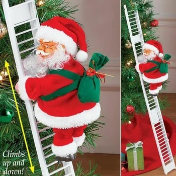 2020 Santa Claus Apdailos Elektroniniai Žaislai Vaikams, Lėlės, Žaislai, Kalėdų Muzikos Laipioti Kopėčiomis, Dovana, Namų Biuro Apdailos