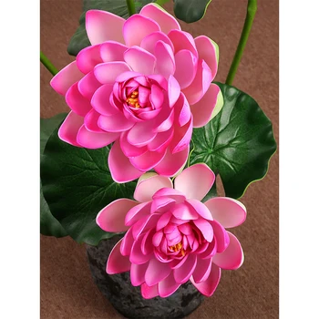 1 Krūva Dirbtinis Lotus Vandens Lilys Šilko Lotoso Gėlė, Lapai Tvenkinio Augalų Ornamentais Sode Vaza arrangment Lentelėje Viešbučio Dekoras