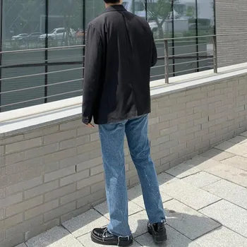 Korėjos Tiesūs Džinsai Vyrų Mados Atsitiktinis Senas Rašalo Retro Džinsai, Kelnės Vyrams Streetwear Laukinių Prarasti Mėlyna Džinsinio audinio Kelnės Mens M-XL