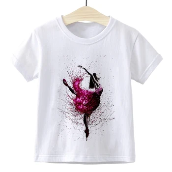 Juokinga Vaikams Laisvalaikio marškinėliai Baleto spausdinimo Vaikų marškinėliai Mergaitėms Kūdikių Šokėja Mielas Princesė 