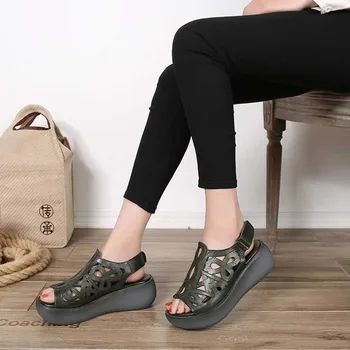 AIYUQI Moterų sandalai Retro 2020 naujus natūralios odos moterų sandalai vasarą platforma butas batai natūralios karvės odos sandalai moterims