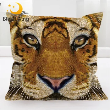 BlessLiving 3D Tigras Veido Dekoratyvinės Mesti Pagalvę Padengti Ryškus Spalvotas Big Cat Užvalkalas Padengti Gyvūnų Sofa-lova, Miegamojo Pagalvės užvalkalą
