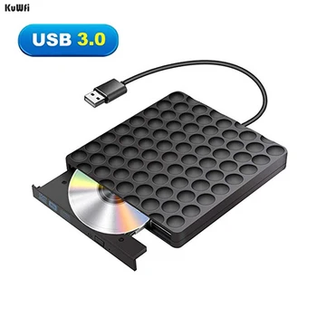 KuWFi Ultra-slim USB 3.0 Išorinį CD-DVD-RW įrenginį Rom įrašymo įrenginys Rašytojas 5Gbps Data Transfer 14.8x14.2x1.8cm Nešiojamas Staliniai kompiuteriai