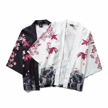Japonų Stiliaus Krano Samurajus Kimono Streetwear Vyrų, Moterų Megztinis Japonija Harajuku Anime Skraiste Anime Drabužius 2020 M. Vasarą