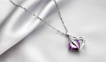 Aukštos kokybės meilė širdies dizaino 925 sterlingas sidabro cirkonis ponios'necklaces juvelyriniai dirbiniai didmeninė lašas laivybos