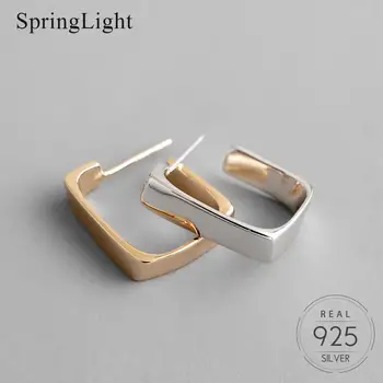 Springlight Nauja Siunta Korėjos Ins Stiliaus Geometrinis Aikštėje Hoopas Auskarai Nereguliarus Paprasta Madinga 925 Sterlingas Sidabro Fine Jewelry