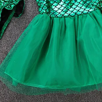 Mergaitės, Ariel Mermaid Dress Vaikai Cosplay Princesė Kostiumas Išgalvotas Žalios Suknelės, Helovinas, Kalėdos, Gimtadienis Drabužiai