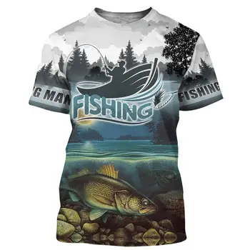 2020 metų Vasaros Vyrų marškinėliai 3D Walleye, Žvejybos Spausdinti Marškinėliai Harajuku Atsitiktinis trumpas Rankovėmis Tee marškinėliai, Unisex Cool t-shirt QDY001